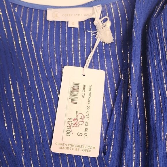 Corey Lynn Calter Amari Top Size Small Royal Blue With Gold Accent High Low - Picture 12 of 14